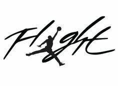 the word flight is written in black and white with an image of a basketball player