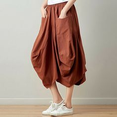 Lady Cotton Linen Trousers Irregular Midi Skirt Pants Bloomers Culottes Fashion Please note this is in Asian sizing, smaller than western size e.g. UK, US, AU. Please check the measurements carefully before making a purchase. Please allow 2-3cm discrepancy due to different measurement method. If you are not sure which size to buy, please provide height and weight, we will recommend a suitable size. One size: Length 80cm/31.4in,Waist 60-110cm/23.6-43.2in,Hem 120cm/47.2in Material: cotton linen Co Cotton Linen Trousers, Skirts Casual, Skirt Y2k, Y2k Aesthetic Outfits, Plus Size Skirts, Linen Trousers, Summer Skirts, Aesthetic Outfits, Skirt Pants