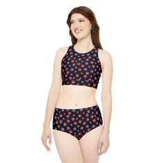 This full-coverage bikini set combines an athletic style with high-end comfort. Thanks to its 4-way stretch fabric blend (82% polyester, 18% spandex), it delivers unmatched comfort for peak performance in the water. Each set comes with a high-waisted cut for timeless style. .: Material: 82% microfiber polyester, 18% spandex.: Durable and stretchy fabric (7.5 oz /yd² (250 g/m²)).: Comes in a set of bottom and padded top bikini parts.: Sewn in size and care label.: Seam thread color automatically Sports Tankini With Built-in Padding And Stretch, Stretch Elastane Swimwear For Water Sports, Sporty Tankini With Built-in Padding For Swimming, Nylon Swimwear With 4-way Stretch For Water Sports, Stretch Nylon Tankini For Water Sports, Workout Swimwear With 4-way Stretch, Sports Tankini With Built-in Padding, Full Coverage Swimwear With Built-in Padding, Full Coverage Swimwear With Built-in Padding For Swimming