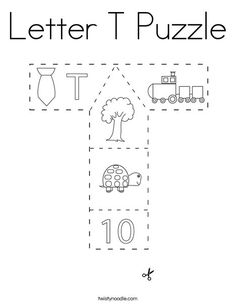 the letter t puzzle worksheet for children to learn how to write and draw