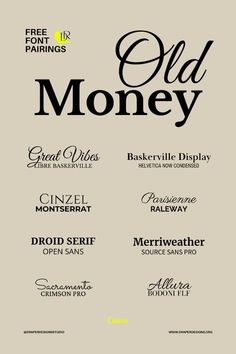 an old money poster with different font styles