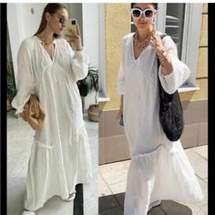 H&M Conscie Collection Kaftan Dress. Size: S -Plunge Maxi -Bloho- Glam Style -Ruffle Datails -Optional Tie At Neck -Long Sleeve Flowy H&m Maxi Dress For Brunch, H&m White Maxi Dress For Daywear, H&m V-neck Maxi Dress For Daywear, Bohemian Maxi Boho Dress, H&m V-neck Maxi Dress For Brunch, H&m Flowy Maxi Dress For Daywear, Bohemian Maxi Dress For Daywear, Bohemian Long Maxi Dress For Brunch, H&m Bohemian Long Sleeve Dresses