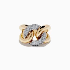 Effy Duo 14K White and Yellow Gold Pave Diamond Chain Link Ring Effy Ring, Effy Rings, Chain Link Ring, Link Ring, Linking Rings, Luxury Jewellery, Effy Jewelry, Diamond Chain, Pave Diamonds