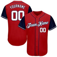 a red baseball jersey with the name and number on it, that reads your name