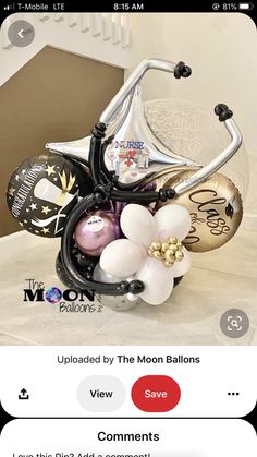 the moon balloons are on sale for $ 3 99 and they have been placed in a basket