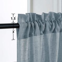 the measurements for curtains are shown in front of a window with an open curtain rod