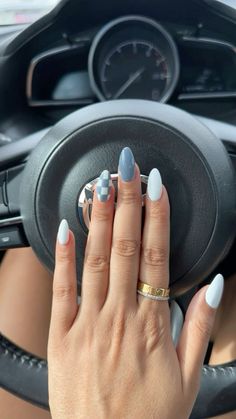 #acrylic #nails White Nails With Blue Accent Nail, Birth Nails Mom Boy, Labor Nails Mom, Boy Mom Nail Ideas, Nails For Baby Boy Arrival, Blue Nails For Baby Boy Shower Ideas, Baby Boy Nails Designs Blue, Nails For Labor And Delivery, Nails For Baby Boy