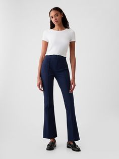 High Rise BiStretch Flare Pants Best Work Pants, Stretchy Dress Pants, Buisness Casual, Work Pants Women, Navy Blue Pants, Business Pants, Blue Trousers, Stretchy Pants, Stretchy Dress