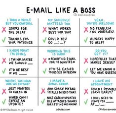 an e - mail like a boss chart with the words, i think it's okay