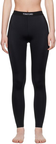 Stretch nylon jersey leggings. Jacquard logo at elasticized waistband. Supplier color: Black Black Bottoms With Logo Waistband In Elastane, Black Bottoms With Logo Waistband, Ford Black, Black Body, Tom Ford, Apparel Accessories, Ford, Leggings, Outfit Accessories