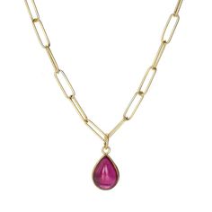 Maria Beaulieu Teardrop Ruby Cabochon Pendant (Pendant Only) | Quadrum - Quadrum Gallery Handmade Chains, Ruby Pendant, Rock Collection, Cabochon Pendant, Yellow Gold Pendants, Gemstone Necklace, Gemstone Earrings, Gold Pendant, Rich Color