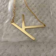 Large Initial Letter K Necklace. 1.5" Inch Letter 8" - 9" Drop Stainless Steel / Gold Plated Letters Do Lay Sideways When Worn Gold K Necklace, K Letter Necklace, K Initial Necklace, Letter K Necklace, Necklace K, Blue Choker Necklace, K Jewelry, K Necklace, Cross Choker Necklace