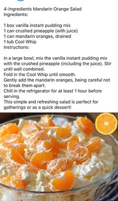 an orange salad is shown with instructions for it to be made in the blender