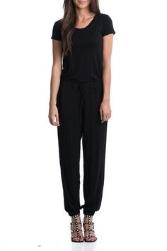 Brigitte Everyday Jumper – SexyModest Boutique Casual Short Sleeve Jumpsuits And Rompers For Loungewear, Casual Black Jumpsuits And Rompers With Elastic Waistband, Relaxed Fit Jumpsuit With Elastic Waistband For Loungewear, Casual Overall Jumpsuits And Rompers For Loungewear, Overall Jumpsuits And Rompers With Elastic Waistband For Loungewear, Sporty Relaxed Fit Jumpsuits And Rompers For Loungewear, Comfortable Leisure Overalls And Rompers, Solid Color Relaxed Fit Jumpsuit For Leisure, Black Relaxed Fit Jumpsuits And Rompers For Loungewear