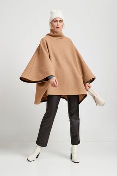 Camel Brown Women’s Winter Cloak - Avery Wool Cape | Marcella Elegant Oversized Wool Poncho, Beige Cape For Fall Workwear, Chic Oversized Cashmere Cape, Oversized Chic Wool Poncho, Elegant Wool Poncho For Workwear, Beige Cape For Winter Workwear, Chic Cashmere Cape For Winter, Wool Poncho For Workwear, Beige Wool Cape For Fall