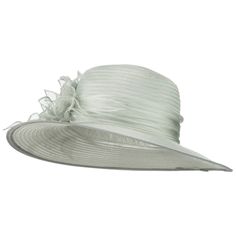 3 Flowers Pearl Organza HatMade of 100% polyester.ONE SIZE fits most ladies with size adjustable string inside, fitting up to 7 1/4.Inner satin hatband.Adult/Women.Crown measures 3.5 inches deep.Brim measures 4 inches wide.Hand wash only.Imported. Organza fashion hat for ladies.Round top crown.Crown of hat is accented with flowers hat band.3 flowers are detailed with pearl accents on the hat band.Brim is flat.Our fashion organza hat is an excellent headwear for your special outdoor events such a Organza Fashion, Dressy Hats, Elegant Hats, Garden Parties, Round Top, Outdoor Events, Hat Band, Hat Fashion, Garden Party