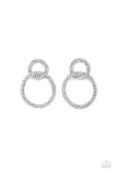 Intensely Icy - Silver Earrings Life of the Party December 2021 - Barbara Towles Masterson's Store Life Of The Party, Sparkle Earrings, Party Earrings, Fish Hook Earrings, Paparazzi Accessories, White Rhinestone, Black Earrings, Paparazzi Jewelry, White Earrings