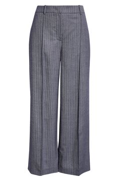 A herringbone-twill weave brings tasteful texture to virgin-wool trousers softened with a hint of stretch. Pronounced pleats and shadowy stripes accentuate the handsome, straight-leg silhouette. Zip fly with hook-and-bar closure Side-seam pockets; back welt pockets 98% virgin wool, 2% elastane Dry clean Made in Italy Designer Clothing Elegant Herringbone Pattern Pants For Fall, Elegant Herringbone Pants For Fall, Elegant Wool Pants With Herringbone Pattern, Tailored Herringbone Bottoms For Workwear, Classic Herringbone Pattern Bottoms For Workwear, Formal Wool Bottoms With Herringbone Pattern, Elegant Formal Bottoms With Herringbone Pattern, Wool Bottoms With Herringbone Pattern For Workwear, Spring Wool Bottoms With Welt Pockets