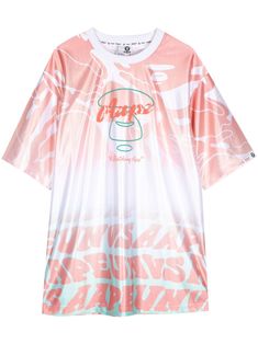 pink/white all-over graphic print logo print to the front logo print to the rear faded effect crew neck short sleeves straight hem thigh-length 2nd Year, City Dress, Airport Fashion, Bathing Ape, Summer Beach Wear, A Bathing Ape, Dress Pink, Print Logo, Making Money