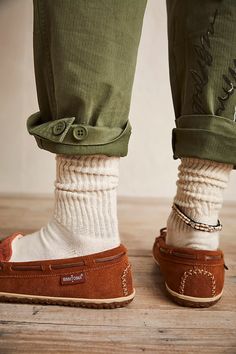 Minnetonka Tilia Moccasin Slippers | Free People Moccasin Outfit, Moccasins Outfit, Moccasins Slippers, Brown Fits, Slipper Boots, Cool Socks, Ugg Boots, Moccasins, Winter Boot