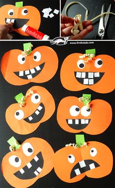 children activities, more than 2000 coloring pages Easy Halloween Diy Crafts, Halloween Diy Paper, Halloween Infantil, Halloween Crafts Preschool, Paper Pumpkins, Construction Paper Crafts, Halloween Crafts For Toddlers, Halloween Paper Crafts, Halloween Arts And Crafts