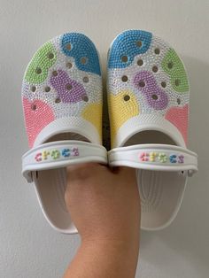 Custom Crocs Paint, Cute Cow Things To Buy, Customized Crocs Ideas, Painting On Crocs, Bedazzled Crocs Shoes, Cow Print Crocs, Custom Crocs Diy, Painted Crocs, Cow Crocs