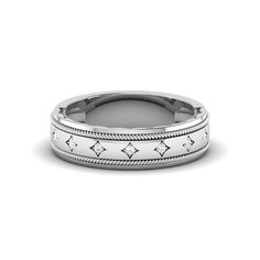 PLATINUM BANDS FOR MEN BY JEWELOVE Intricately crafted men's platinum wedding ring. 7 diamonds are set in the ring. Metal : Platinum Platinum Purity : 95% Purity Mark : Pt 950 Finish : Hi-polish Width : 5mm Gemstone : Natural Diamonds No. of Diamonds : 7 Diamond Weight : 0.03 cts. Diamond Clarity : SI Diamond Color : IJ Diamond Grading Report : SGL Certificate of Authenticity : Platinum Guild International Classic White Gold Diamond Ring With Decorative Band, Classic Silver Diamond Ring With Decorative Band, Anniversary Diamond Ring In White Gold With Decorative Band, Classic Diamond Ring With Decorative Band, Silver Diamond Ring With Decorative Band, Classic White Rings With Decorative Band, Classic Round Diamond Ring With Decorative Band, White Gold Diamond Ring With Decorative Band For Promise, Formal White Gold Diamond Ring With Decorative Band