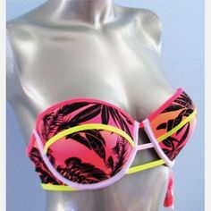 This Listing Is For A Victoria's Secret Swim Top. It Is Brand New, With The Tag, And Authentic. See Details Below: The Flirt Bandeau Palm Print With Contrast Binding Light Padding / Push Up Nwt Fitted Orange Tube Top For Beach, Yellow Tube Top For Beach, Yellow Strapless Swimwear For Poolside, Orange Strapless Tube Top For Beach, Yellow Strapless Tube Top For Vacation, Strapless Orange Tube Top For Beach, Strapless Tube Top With Padded Cups For Summer, Yellow Summer Tube Top For Beach, Summer Yellow Tube Top For Vacation