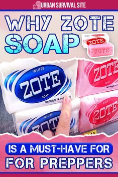 a hand is pointing at three soap bars on top of each other with the words, why