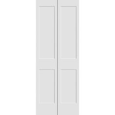 a white double door with two panels on the front and one panel on the back