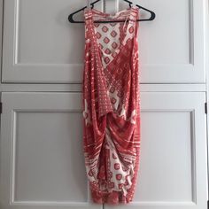 Never Worn! Super Cute. Zara Bohemian Red Midi Dress, Zara Red Bohemian Dress, Red Zara Mini Dress For The Beach, Zara Red Mini Dress For The Beach, Zara Red Mini Dress For Beach, Zara Red Mini Dress For Day Out, Front Knot Dress, Zara Dresses, Red White