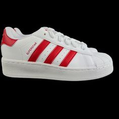 Adidas Superstar Xlg C White Scarlet Red Shoes If8429 Youth Sizes 11k - 3 New With Box. Follow Us! We List Lots Of New Shoes And Athletic Wear Daily! We Box Ship All Items Asap On The Same Business Day Until 12pm Est! Red And White Adidas Shoes, Red Adidas Low-top Sneakers, Red Low-top Adidas Sneakers, Sporty Red Skate Shoes With Vulcanized Sole, Red Sporty Skate Shoes With Vulcanized Sole, Red Synthetic Sneakers With Vulcanized Sole, Red Synthetic Round Toe Skate Shoes, Adidas University Red Sneakers With Round Toe, Adidas University Red Round Toe Sneakers