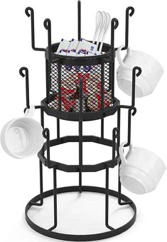 Coffee Mug Holder, Auledio 3 Tier Mug Tree Stand for Counter, Metal Tea Cup Rack Tea Cup Storage, Mug Hooks, Coffee Cup Rack, Coffee Mug Display, Coffee Counter, Coffee Mug Holder, Coffee Glasses, Freestanding Storage, Mug Tree