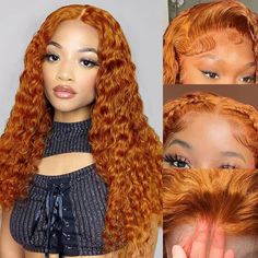 PRICES MAY VARY. 【Ginger Deep Wave Wig Human Hair Material】: Orange Curly HD Lace Front Human Hair Wig Product Uses 100% Unprocessed Grade 10a Brazilian Virgin Human Hair, Be Cut From Young Girl Donors Directly, Very Soft, Silky Smooth, Little Shedding, No Tangles, Comfortable To The Skin, Natural, Fashion, Make You More Charming. 【13x4 Ginger Lace Front Wigs Human Hair Advantage 】: We Use Plant Extracts To Dye The Hair, Making It More Natural and Healthy, and Reducing The Damage To The Hair, Na Ginger Deep Wave Wig, Ginger Hair Color, Lace Front Wigs Human Hair, 100 Human Hair Wigs, Front Hair Styles, Curly Human Hair Wig, Curly Lace Front Wigs, Wig Human Hair, Wigs Human Hair