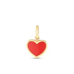 14k Yellow Gold Mini Red Enamel Heart Charm | Richard Cannon Jewelry Valentine's Day Heart Charm Enamel Jewelry, Valentine's Day Enamel Heart Charm Jewelry, Yellow Gold Enamel Heart Charm Jewelry, Valentine's Day Yellow Gold Enamel Necklace, Personalized Yellow Gold Charms For Valentine's Day, Red Polished Jewelry For Valentine's Day, Valentine's Day Gift Charms In Yellow Gold, Valentine's Day Yellow Gold Charms, Red Charms For Valentine's Day