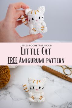 crochet little cat amigurmi pattern with text overlay