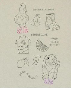 a drawing of various things that are in the shape of an animal and some words