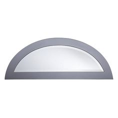 an oval shaped mirror is shown against a white background with grey trim and silver edges