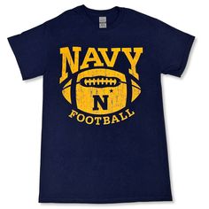 "GO NAVY! Support Navy Football with a great new Navy T-shirt, like this Icon T-Shirt in Navy! 100% Cotton Unisex fit Screen print ""Navy Football"" with football and N star design Designed and printed in the USA Navy Fan Apparel T-shirt For Sports Events, Navy T-shirt With Graphic Print For Sports Events, Navy Fan Apparel T-shirt For Sports, Navy Short Sleeve T-shirt For Game Day, Collegiate Navy Graphic Print T-shirt, Navy Football, Go Navy, Football Icon, U S Navy