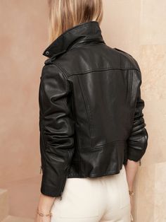 Leather Moto Jacket | Banana Republic Factory Banana Republic Factory, Leather Moto, Leather Moto Jacket, Moto Jacket, Lapel Collar, Banana Republic, Winter Jackets, Coats Jackets, Leather Jacket