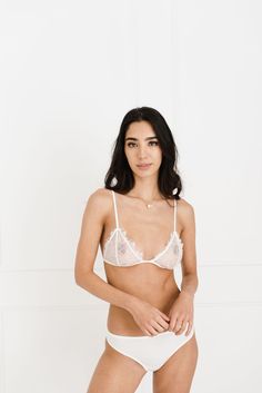 Easy like a Sunday morning in the appropriately named Sunday Bralette. Perfect for honeymoon lounging or any day for that matter. The Sunday bralette by Kat the Label features soft, snowy white lace cups, with a delicate eyelash trim and adjustable shoulder straps. Embrace the lace, and relish slow Sunday mornings. Make it a chic set with the Virtue underwear Carefully crafted with soft lace, adjustable straps and delicate eyelash edging. Cold hand wash only, dry flat in shade. Poly/Elastane. Slow Sunday, Cold Hands, Sunday Morning, The Label, Shoulder Straps, White Lace, Bralette, Matter, Hand Wash