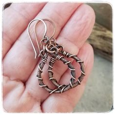 Barbed Wire Earrings, Rustic Wedding Gifts, Copper Anniversary, Copper Diy, Wrapped Earrings, Rustic Jewelry, Anniversary Jewelry, Barbed Wire, Handmade Wire Jewelry