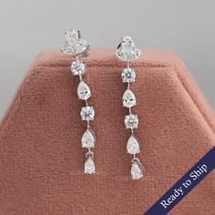 Pear And  Round  Cut  Lab Diamond  Earrings