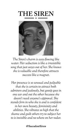 an advertisement for the siren magazine featuring a woman's face