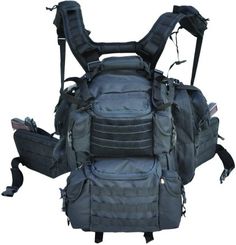 a large backpack with multiple compartments and straps