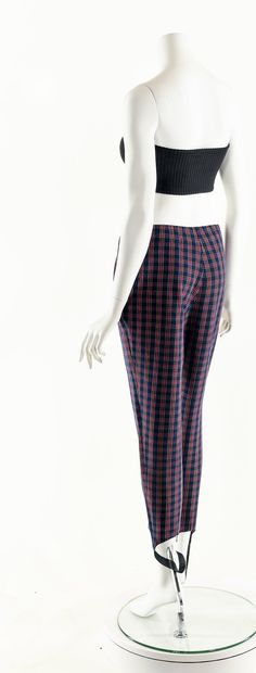 "- Vintage 80's High Rise Plaid Riding Pants - Red And Navy Plaid Stirrup Pants - Elastic Waist - Slight Pleated Waist - Side Button And Zipper Closure Fits like: S - M Material: Polyester, Rayon, Spandex Condition: Excellent Clipped on Mannequin: NO ✂ SIZE + FIT ✂ Length: 34\" / 86 cm Waist: 28\" / 71 cm Hips: 42\" / 107 cm Rise: 13\" / 33 cm Inseam: 26\" / 66 cm All measurements are taken with garment lying flat. ALWAYS refer to measurements as vintage sizes run can vary greatly from todays mo Retro Fitted Winter Bottoms, Retro Fitted Bottoms For Winter, Vintage Stretch Pants For Fall, Vintage Fitted Winter Bottoms, Vintage Fitted Bottoms For Winter, Fitted Vintage Bottoms For Winter, Fitted Breeches With Belt Loops For Fall, Fitted Full-length Workwear Breeches, Fitted Fall Breeches With Belt Loops