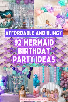 mermaid themed birthday party with balloons and decorations