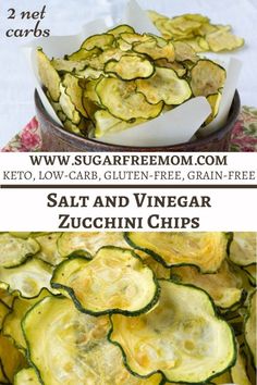 zucchini chips with text overlay