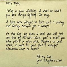 a handwritten letter from a mother to her son