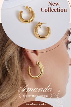 A Chunky style hoop earring using the post-butterfly closure system. Even though the earrings are chunky with lots of volume but weights are controlled to optimize comfortability by utilizing our exclusive Italian electroforming production technology. The earrings are produced in 18k yellow gold or white gold plated over genuine sterling silver metal. Our hand polished finishing assures every piece of our jewelry have a luxurious finish. Elegant Chunky Earrings For Everyday, Modern Chunky Yellow Gold Jewelry, Modern Chunky Small Hoop Earrings, Elegant Chunky Round Hoop Earrings, Modern Chunky Round Earrings, Chunky Hoop Earrings, Earring Sale, Earrings Gold, Shop Earrings